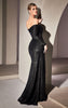 SEQUIN OFF THE SHOULDER LONG SLEEVE GOWN CH135 BLACK