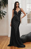 DIVINE SOFT SATIN FITTED GOWN WITH SASH BLACK