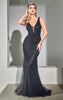 DIVINE FITTED EMBELLISHED GOWN CD901 BLACK