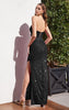 DIVINE STRAPLESS SEQUIN CORSET GOWN CD293 BLACK