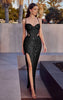 DIVINE FITTED SEQUIN CUT OUT GOWN BLACK
