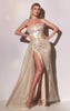 DIVINE FITTED NUDE GOWN WITH RIGHT SIDE OVERSKIRT AND RHINESTONE DETAILS CD991 NUDE