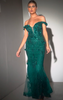 DIVINE FITTED OFF THE SHOULDER EMBELLISHED GOWN CB096 EMERALD