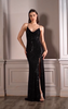 DIVINE SEQUIN COWL FITTED GOWN CF199 CHAMPAGNE