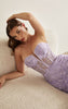 DIVINE STRAPLESS BUTTERFLY PRINT MERMAID GOWN CB099 LAVENDER