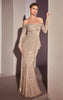 SEQUIN OFF THE SHOULDER LONG SLEEVE GOWN CH135 WINE