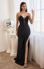 DIVINE STRAPLESS CORSET GOWN WITH HOT STONES DUSTY BLUE
