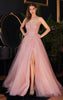 DIVINE STRAPLESS LAYERED LACE TULLE GOWN CD997 CHAMPAGNE