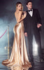 DIVINE SOFT SATIN FITTED GOWN WITH SASH CHAMPAGNE