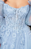 DIVINE STRAPLESS LAYERED LACE TULLE GOWN CD997 BLUE