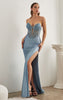 DIVINE STRAPLESS CORSET GOWN WITH HOT STONES BURGUNDY