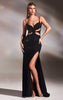 DIVINE FITTED SEXY CUT OUT GOWN WITH RHINESTONES HT117